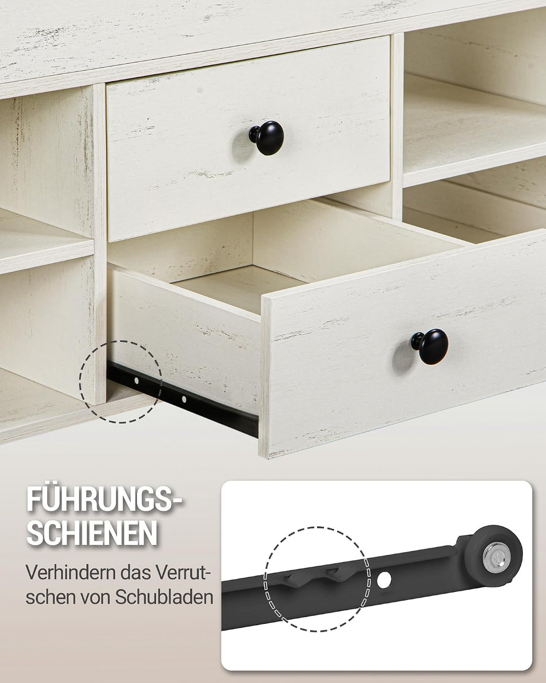 Hzuaneri Couchtisch, höhenverstellbarer Wohnzimmertisch, Sofatisch, 2 Schubladen und Versteckter Sta