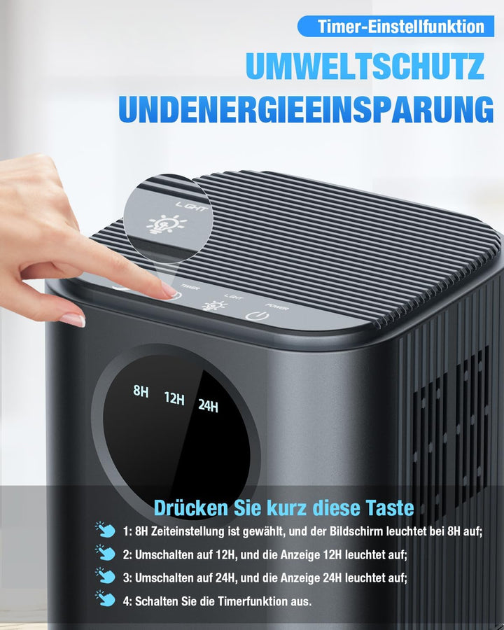 Elektrischer Luftentfeuchter 1700ML, Luftentfeuchter Tragbar Grau, Grau