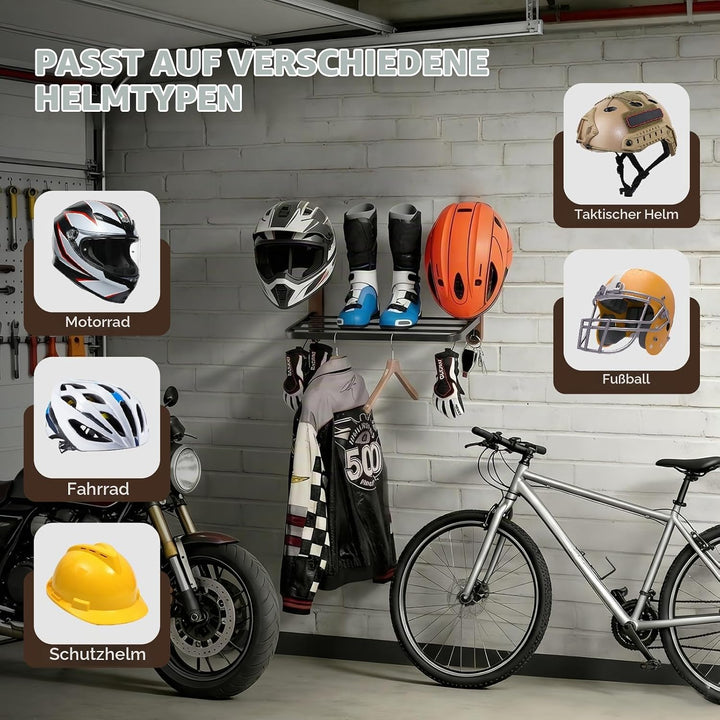 Helmhalterung Wand, Motorrad Garderobe, Motorradhelm Halterung Wand, Helm Halterung Wand für Motorra