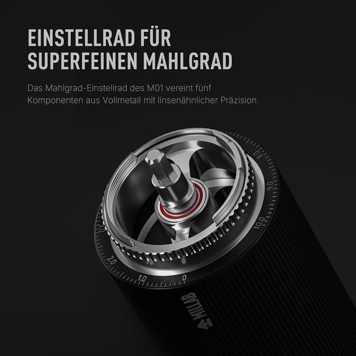 TIMEMORE X Millab M01 Manuelle Kaffeemühle mit externer Einstellung und Edelstahl-Ananas-Mahlwerk, H