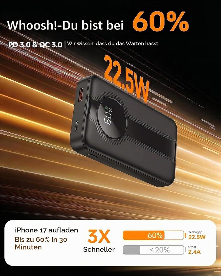 Power Bank 20000mah PD22.5W Schnellladefunktion Powerbank Externe Handyakkus Mini Powerbank mit Kabe