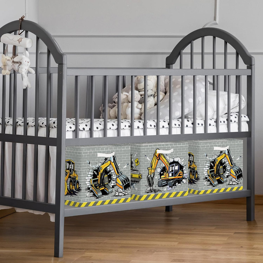 30cm Aufbewahrungsbox 3 Stück Baufahrzeuge Aufbewahrungskorb Kinder Auto Aufbewahrungswürfel Organiz