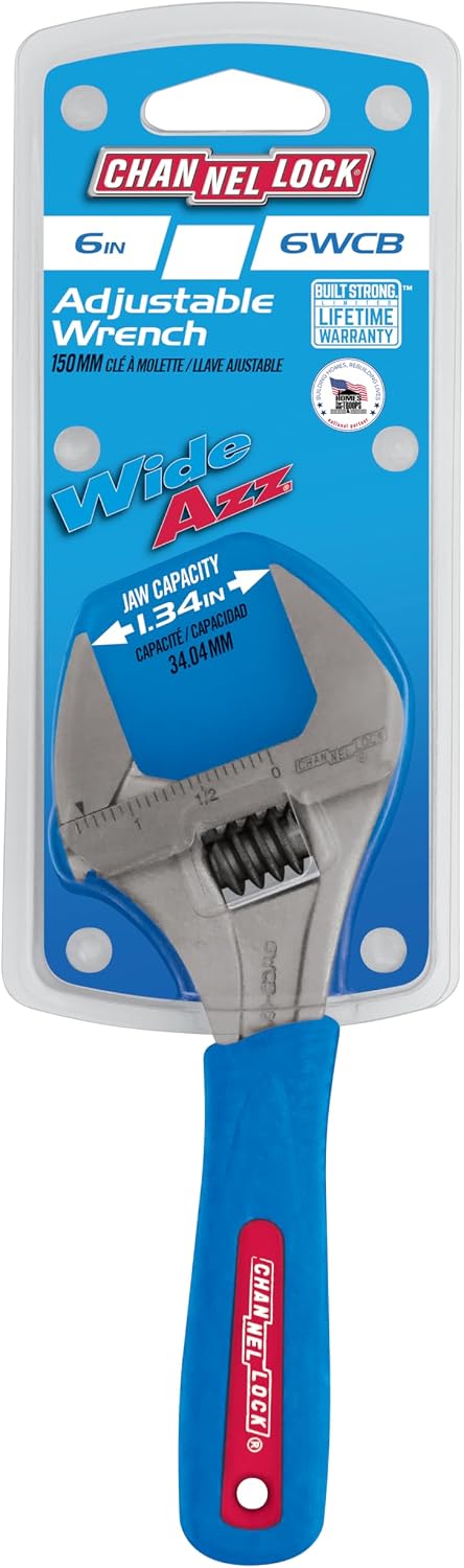 Channellock 6WCB WideAzz Verstellbarer Schraubenschlüssel, 15,2 cm, Code Blue 6-Inch WideAzz, 6-Inch