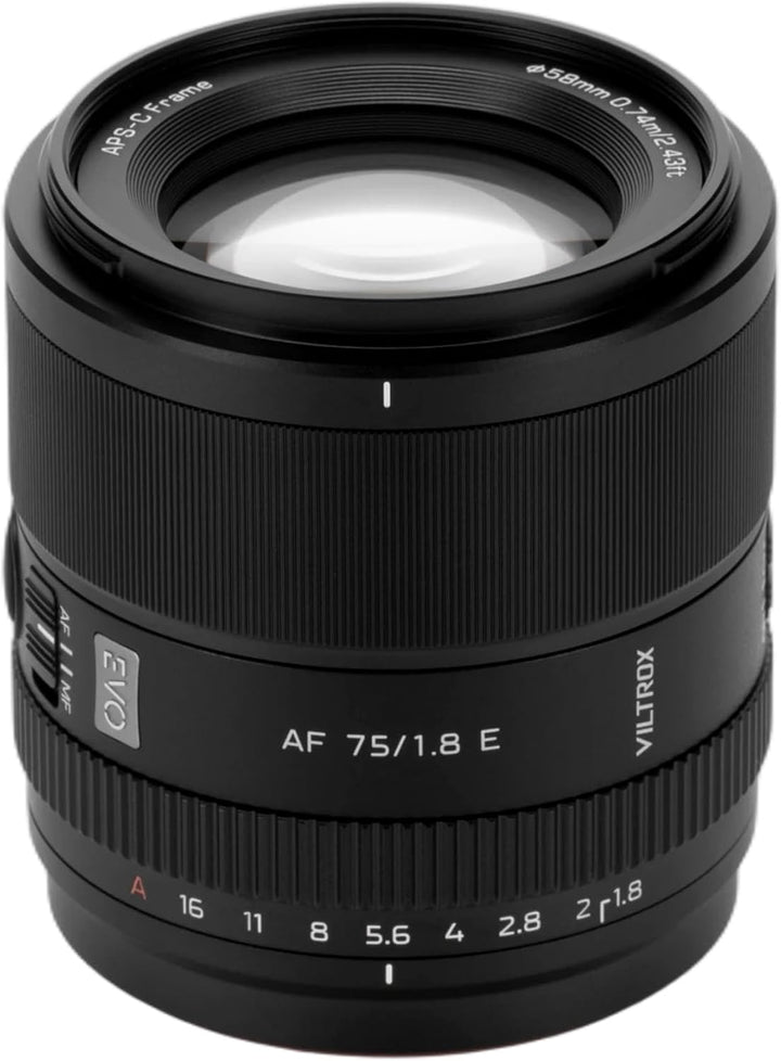 VILTROX 75mm F1.8 EVO Objektiv, AF 75mm f1.8 für Sony E Mount, Autofokus APS-C Objektiv für Sony A7C