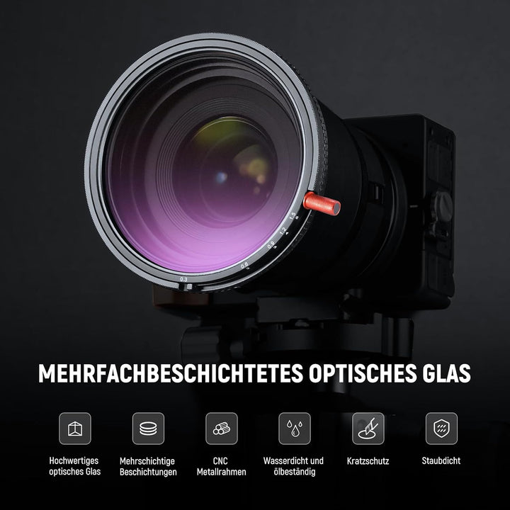 NEEWER 55mm 3 in 1 Variabler ND + CPL + Black Diffusion 1/4 Objektiv Filter, 55mm