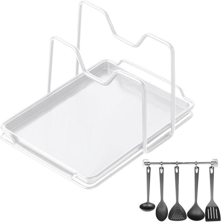 Pot Lid Organizer, Plates Rack Stand, 7.48x6.22x5.12 Inches Rustproof Shelf Holder, Space Saving Kit