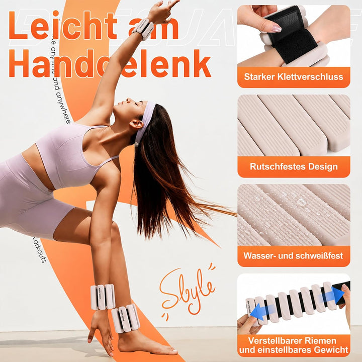 BECOJADDE Gewichtsmanschetten fuss 0.45 KG / 0.9 KG Je Gewichte für Beine und Arme Set 2 Ankle Weigh