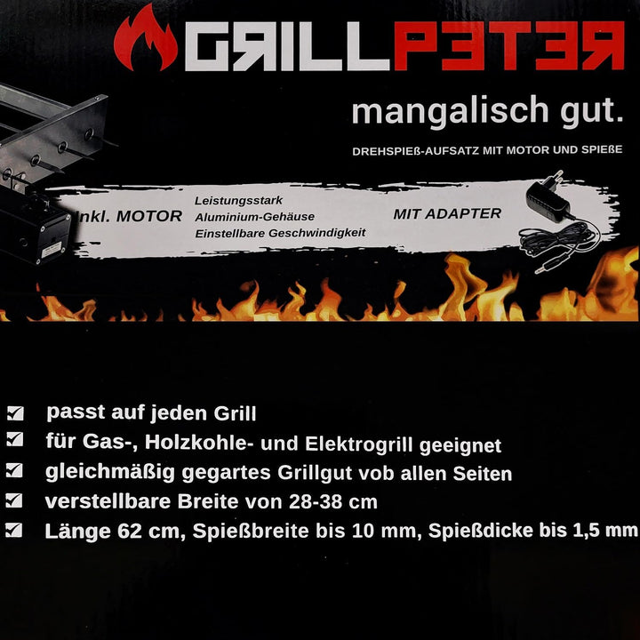 Mangal Ararat Edelstahl 2mm Schaschlikgrill mit 9er Drehspiess Haube Elektromotor