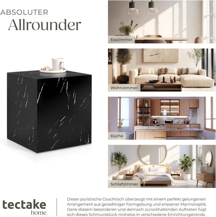 tectake® Couchtisch in Marmor Optik, Beistelltisch, moderner Wohnzimmertisch, Sofatisch, Tisch Wohnz