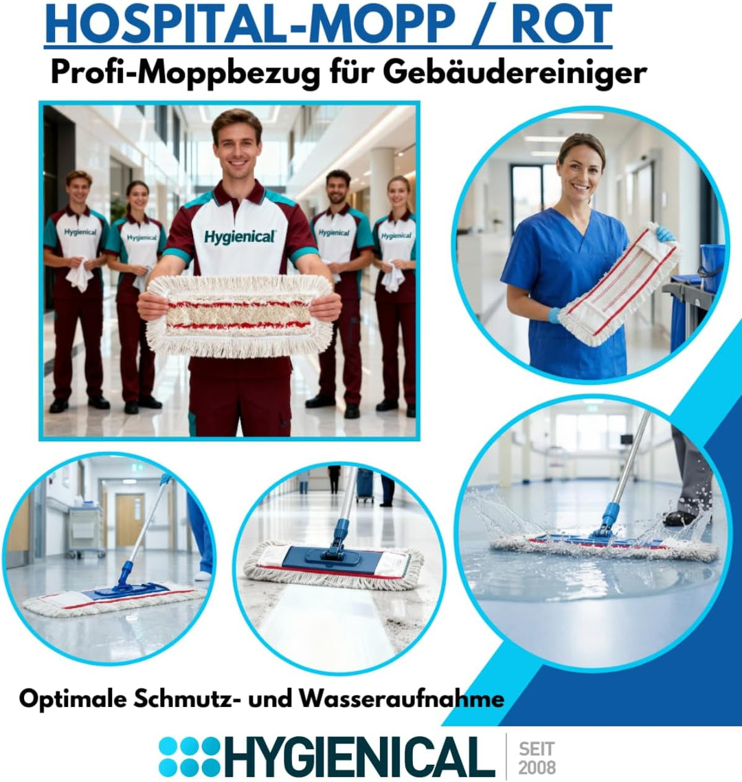 Wischmopp Set für Krankenhäuser und Hospitals, Profi-Moppbezüge, Moppbezüge für Mopphalter, Schlinge