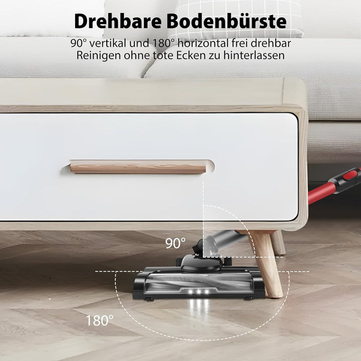 Akku Staubsauger, Akku Stabstaubsauger Kabellos, Akkusauger mit Anti Tangle Bürste, 99,999% Filterle