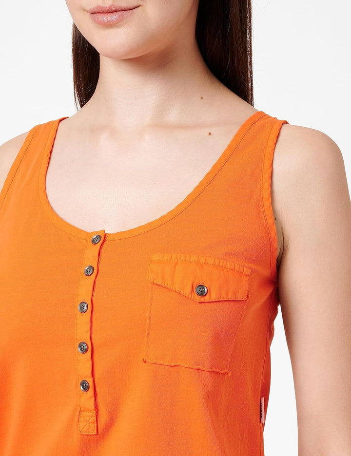 Replay Damen Maxikleid Kurzarm aus Bio-Baumwolle, L Mandarin 449