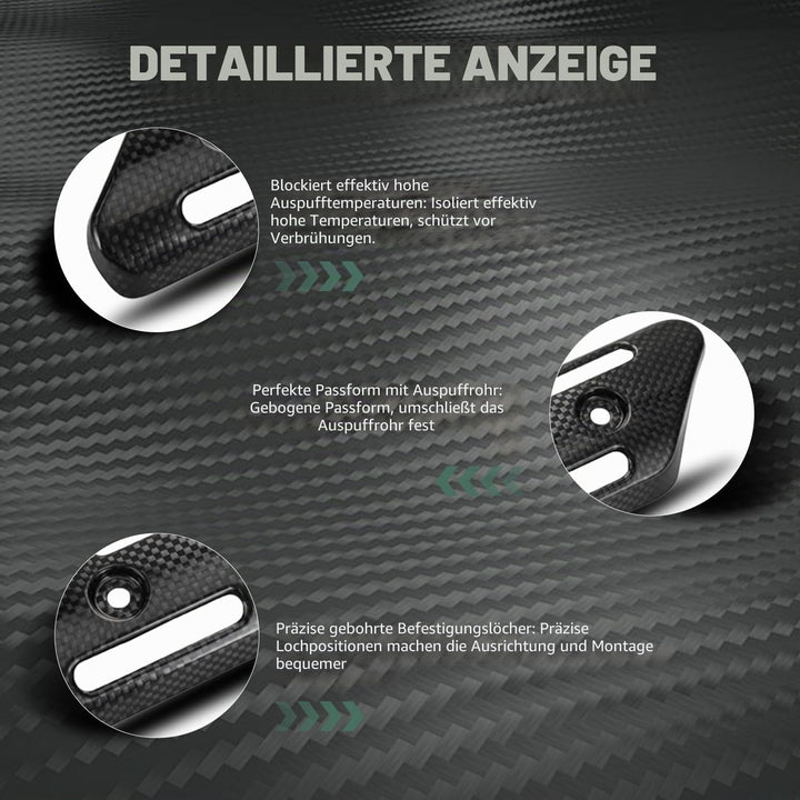 JFG RACING Motorrad Hitzeschutzblech,Echte Kohlefaser Auspuff Hitzeschild Hitzeschutz Universell für