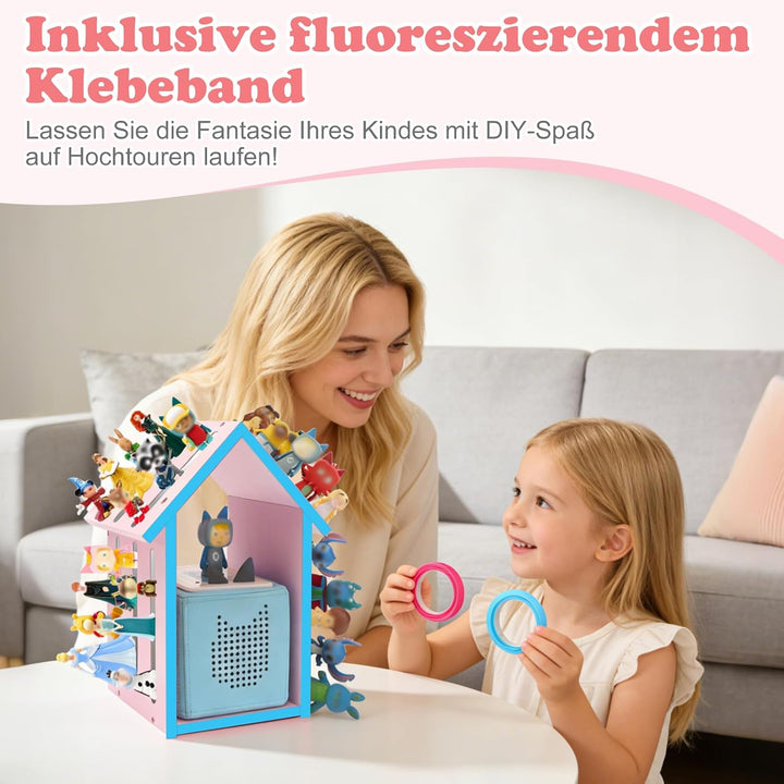 Taladad Regal kompatibel für Tonie Box 2/1,Tonie Figuren Regal, für Tonies und Toniebox Rosa, Rosa