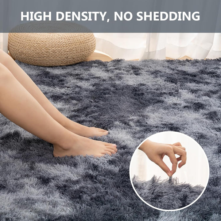 Vamcheer Hochflor Wohnzimmerteppich 80 x 150 cm, Flauschig, Waschbar Dunkelgrau 80 x 150 cm, Dunkelg