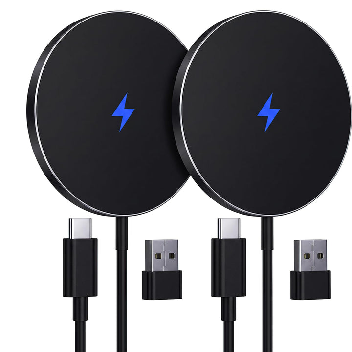 EXW Magnetisches Wireless Ladegerät 2er-Pack, 15W MagSafe-kompatibles Kabelloses Ladegerät für iPhon