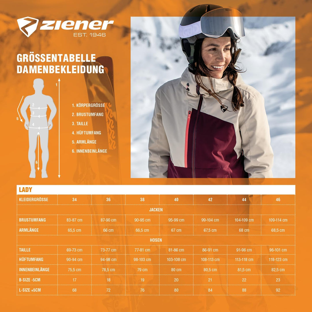 Ziener Damen Telia Ski-Jacke/Winter-Jacke | warm, atmungsaktiv, wasserdicht (1er Pack) 38 Schwarz, 3