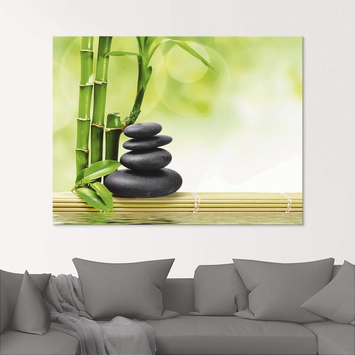 ARTland Glasbilder Wandbild Glas Bild einteilig 50x125 cm Hochformat Asien Wellness Zen Spa Steine B