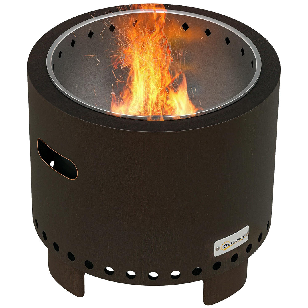Outsunny Feuerschale Rauchfreier Tischfeuer mit Griff Ø45 cm Schwarz