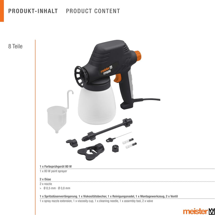 Meister Farbsprühgerät FP80M – 80 W – 800 ml Behälter – 140 bar