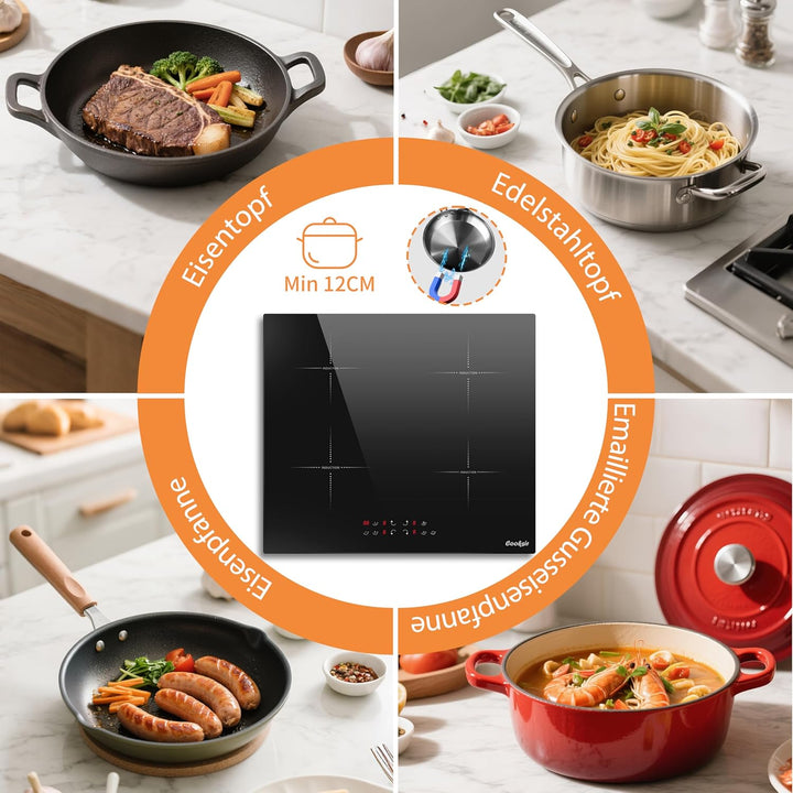Induktionskochfeld 4 Platten, Kochfeld Einbau 60CM, 7200W 60 Cm Touch 60CM, 60 Cm Touch 60CM