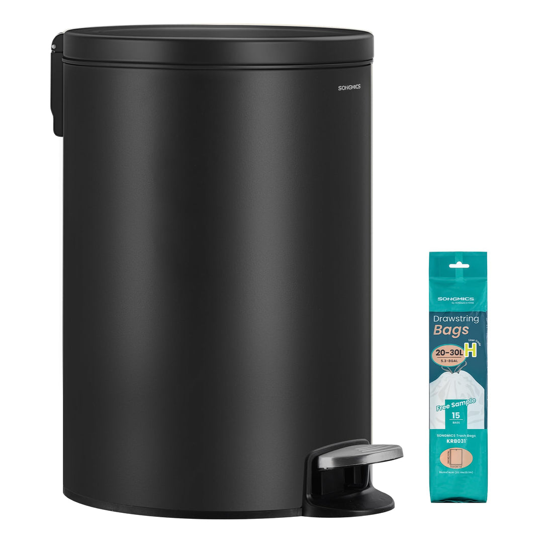 SONGMICS Mülleimer Küche, mit Deckel, Softclose, Schwarz, 20 L Schwarz 20 L, Schwarz 20 L