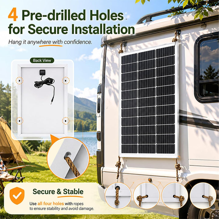 CHUBAN 80W Solarpanel 18V Monokristallines Solarmodul mit Aluminiumrahmen 80W Alurahmen, 80W Alurahm