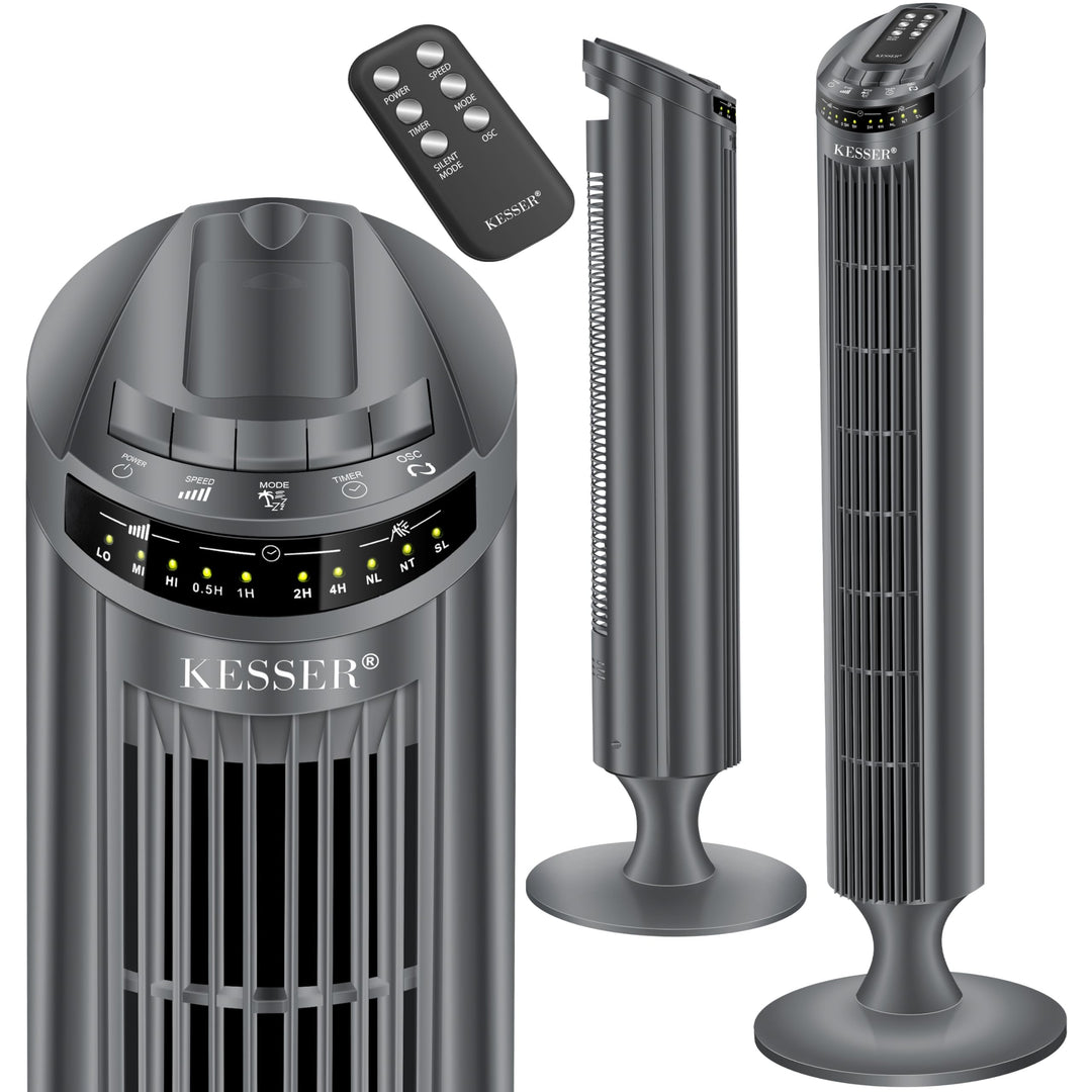 KESSER® Turmventilator mit Fernbedienung | 90° Oszillationswinkel | 3 Stufen | 90 cm |+ Timerfunktio