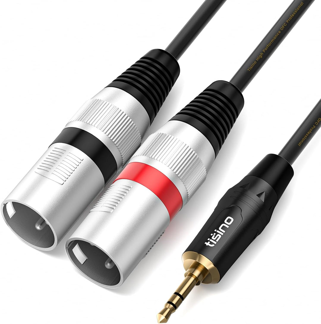 Tisino 3,5 mm auf XLR-Kabel, 3,5 mm auf Stereo-Breakout-Kabel mit zwei XLR-Steckern - 3m, 3M