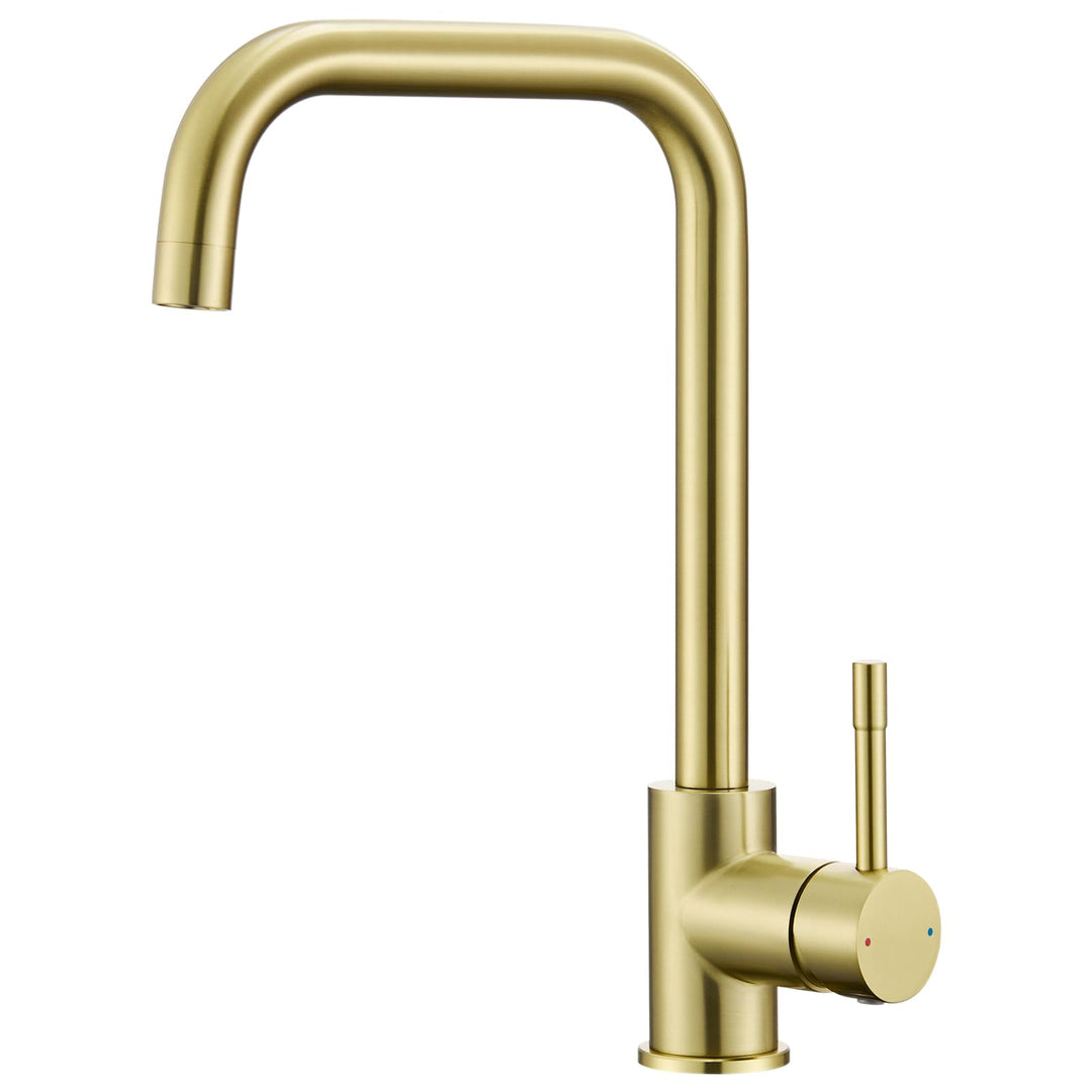 CECIPA Wasserhahn Küche Gold, 360° Drehbar Hochdruck Armatur Küche, Armatur mit Brause, Gold