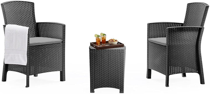Dmora Jupiter Gartenmöbel-Set, Kissen, für den Innen-und Aussenbereich, Rattanoptik, 100% Made in It