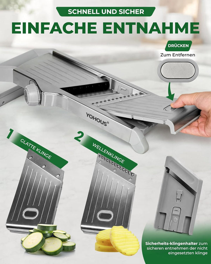 Gemüsehobel Mandoline - Verstellbarer Gemüseschneider aus Edelstahl