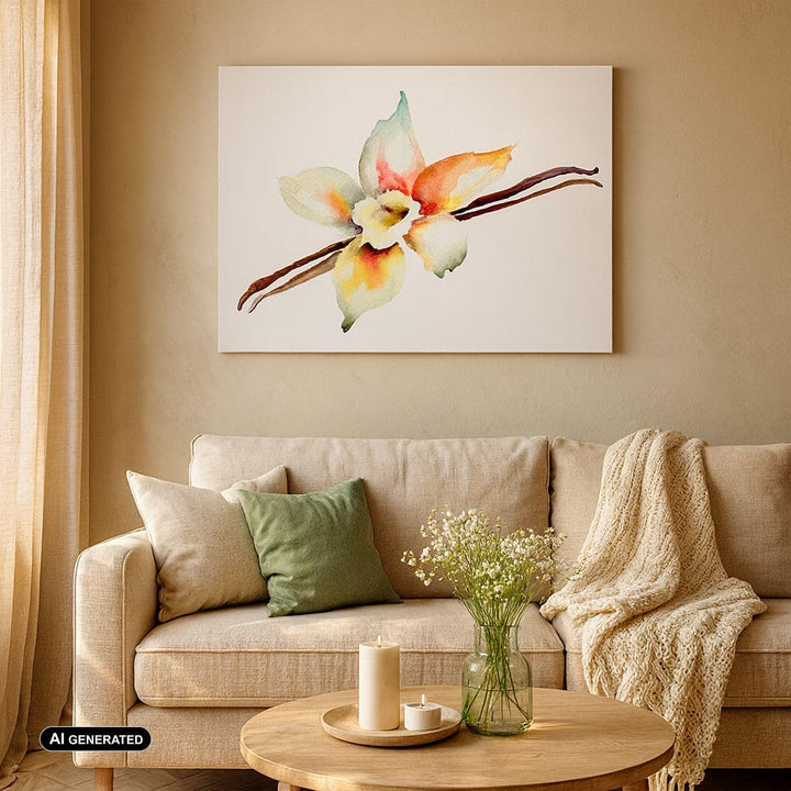 Bilder auf Leinwand Vanille Gewürz Blume Pflanze Leinwandbild 70x50cm Wandbilder Dekoration Wohnzimm
