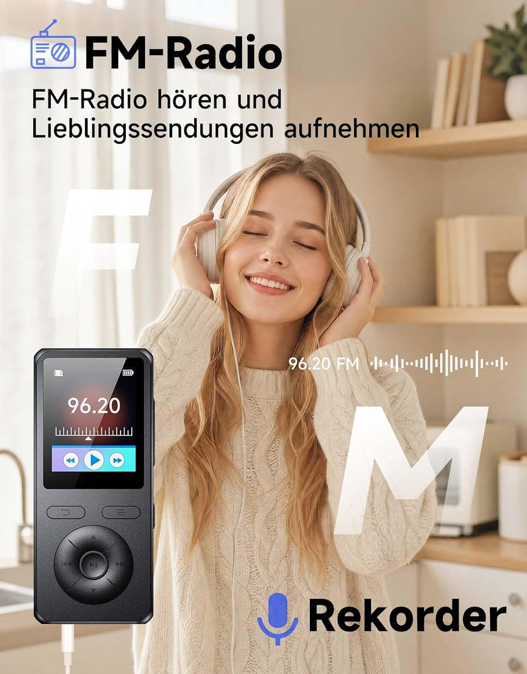 64GB MP3 Player Bluetooth 5.3,mit Lautsprecher,physische Tasten,Ultraleicht Matt Schwarz, Matt Schwa