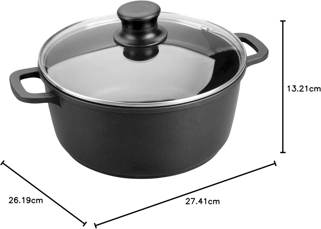 Lacor 25824 Bratentopf mit Glasdeckel 24 cm, Giessen Aluminium, 24 cm
