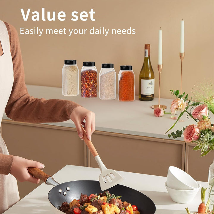 28 Stück Gewürzgläser Set 16oz/480ml Kunststoff Gewürzbehälter mit schwarzem Deckel Gewürzstreuer Ku
