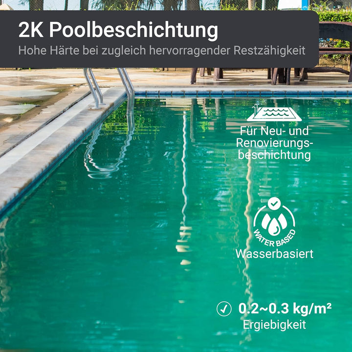WO-WE 2K Poolfarbe Poolbeschichtung Schwimmbadfarbe - Tiefschwarz wie RAL 9005-20Kg RAL9005 - Tiefsc