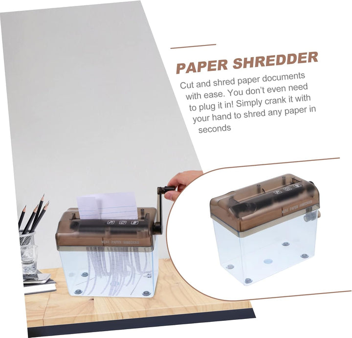 STOBOK Kleiner Aktenvernichter A4 Handkurbel Manueller Papierschneider aus Abs Tragbar mit Abfallbeh