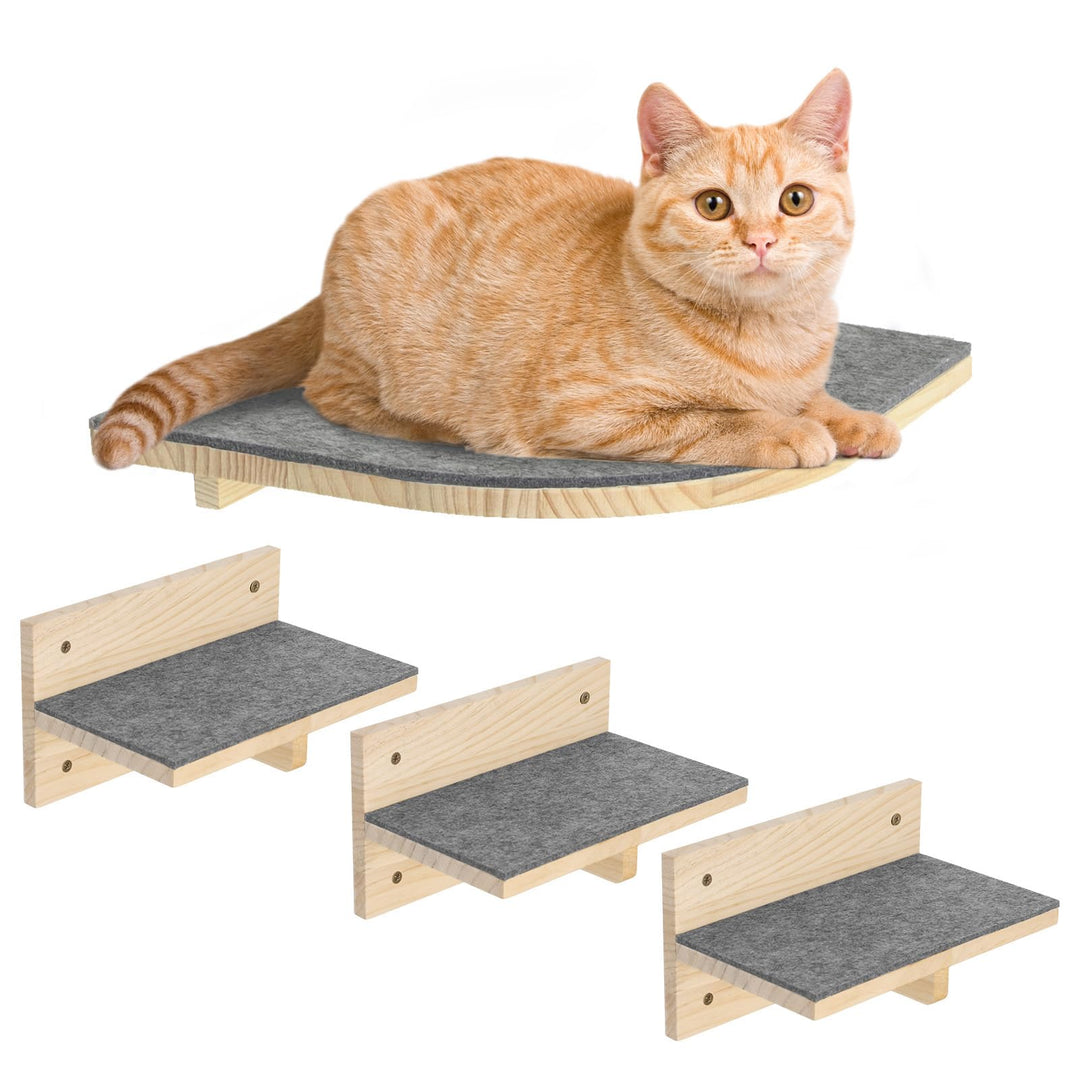 Kletterwand Katzen Katzentreppe Wand 4er-Set Katzen Kletterwand Set Stabiler Katzenwand Naturholz Ka