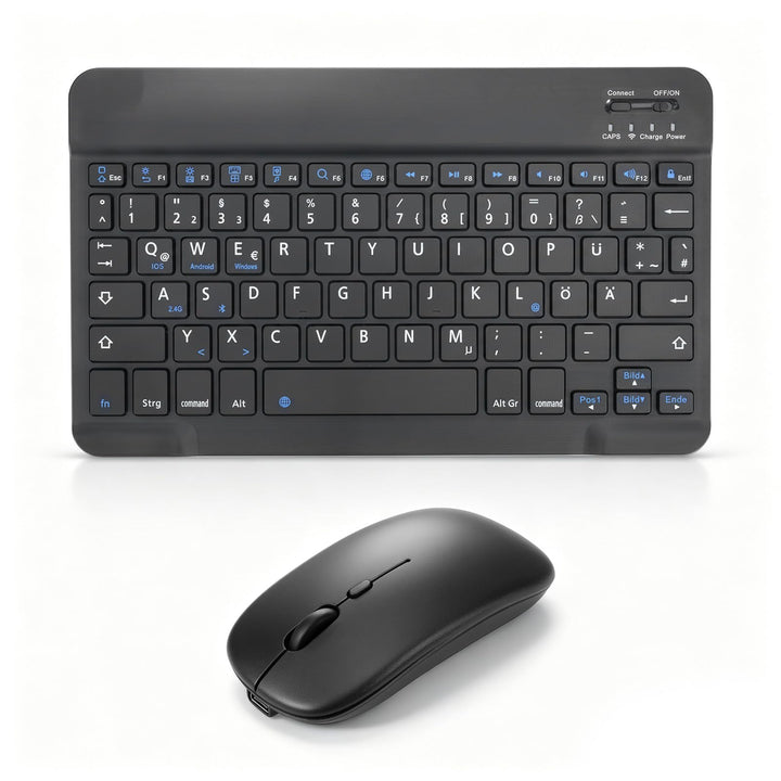 Kabellose Bluetooth Tastatur mit Maus Set, 2.4G USB &amp; Bluetooth 5.0 Dual-Modus Multi-Device Tablet T