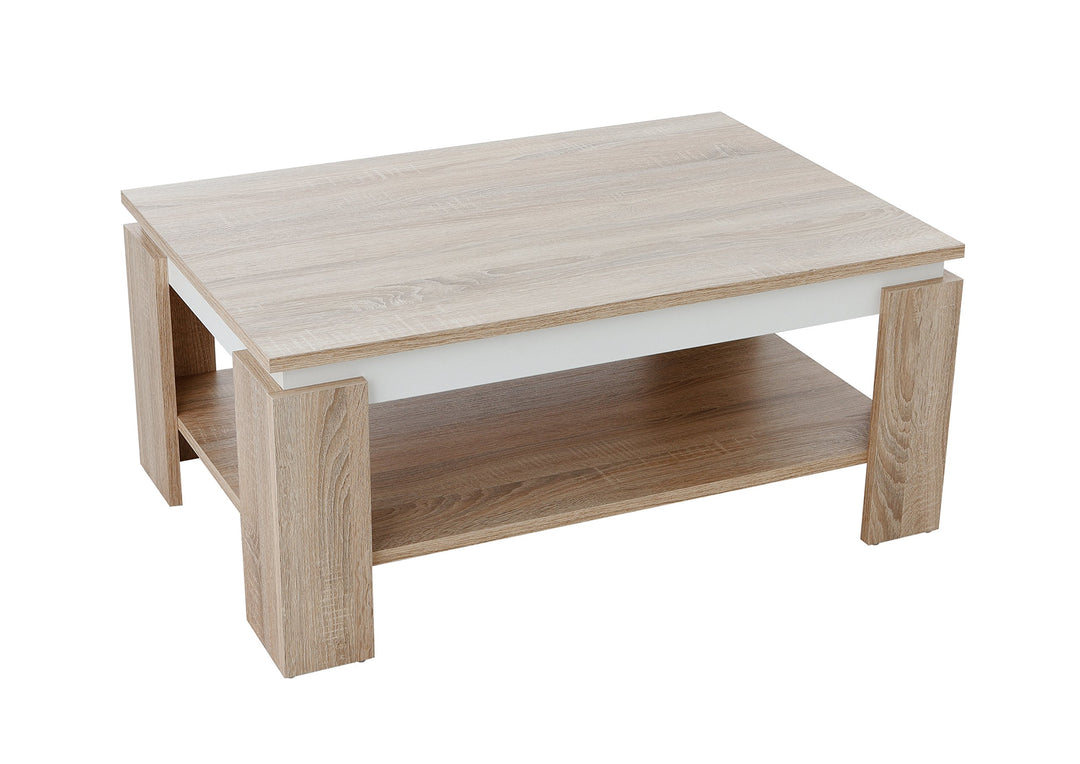 Hela Tische, Couchtisch Sofatisch Tim, Holzwerkstoff melaminbeschichtet, farbiger Tischkranz, Sonoma