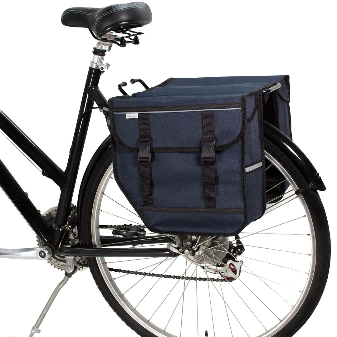 BikyBag Model M – Doppelte Fahrradtaschen für Gepäckträger (Dunkelblau), Dunkelblau