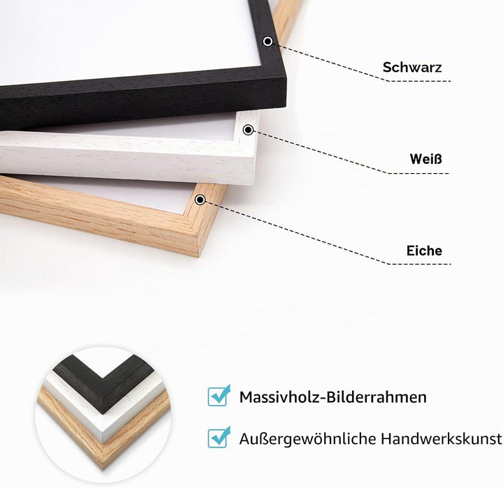 YEEPHAN A3 EICHE Fotorahmen Naturholz 42x29.7cm Bilderrahmen 2er Set mit Passepartout für A4(21x30cm