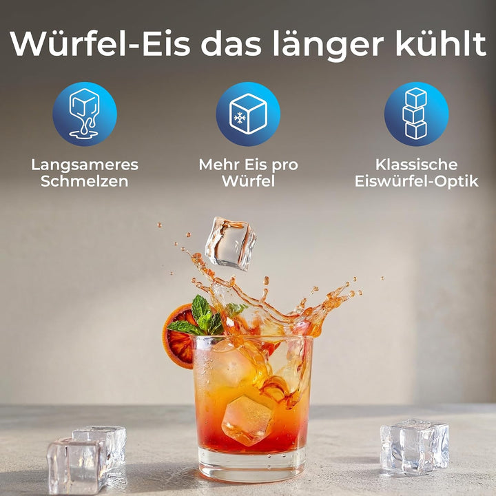 KLAMER Eiswürfelmaschine klein (2026), 8 Eiswürfel in 8 Minuten