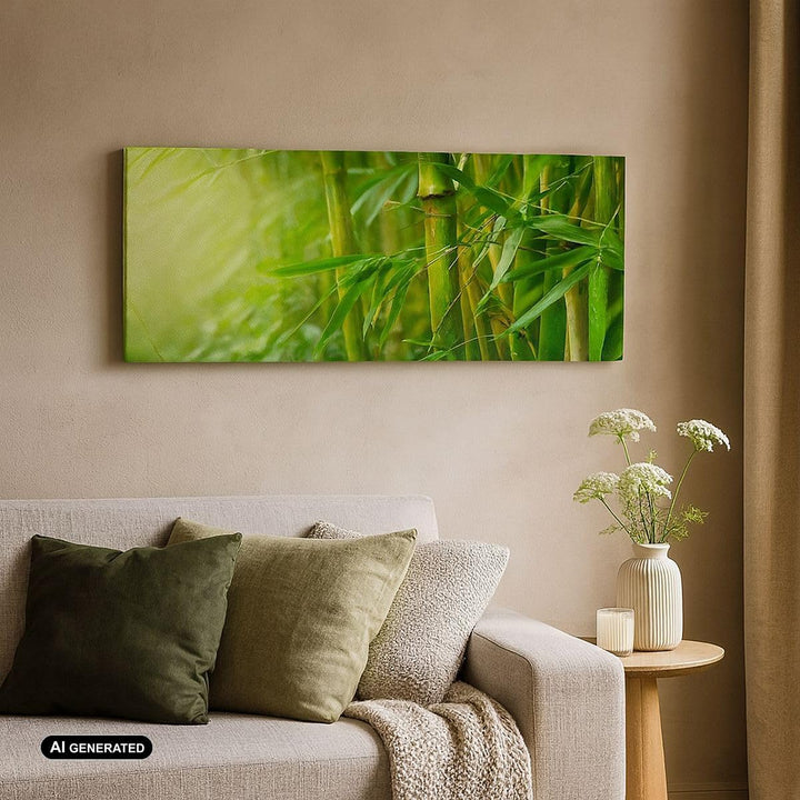 Wandbilder Dekoration Wohnzimmer Bambus Pflanze Panorama Bilder auf Leinwand 120x50cm Leinwandbild m