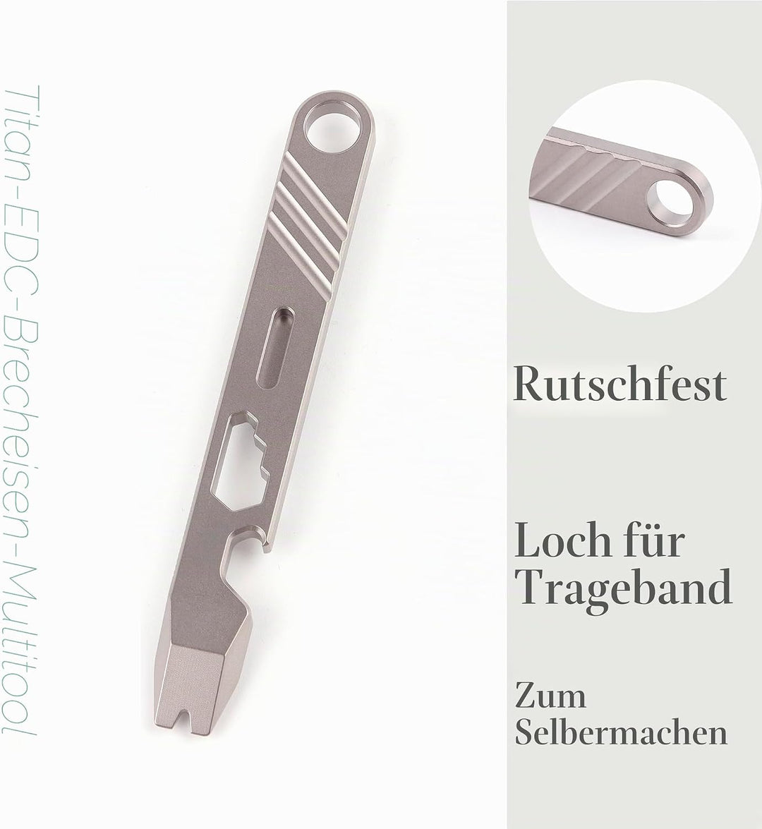 Hamans EDC Brecheisen Flaschenöffner Titan EDC Brechstange Getriebe 10-in-1 Mutitool mit Clip CM Uni