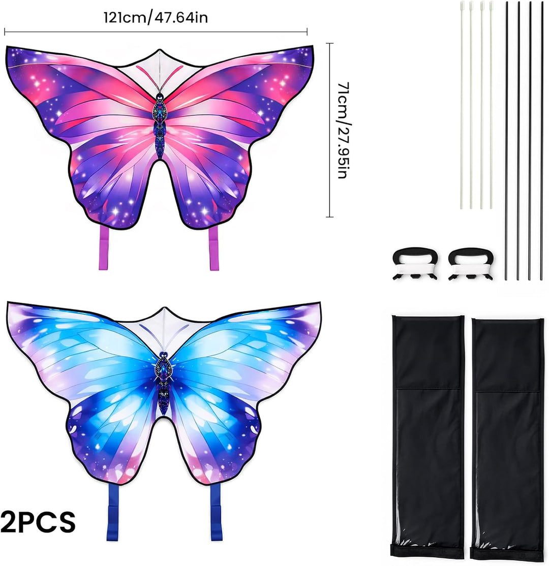 Schmetterlingsdrachen 121x71cm für Kinder &amp; Erwachsene leicht Blau＋Violett, Blau＋Violett