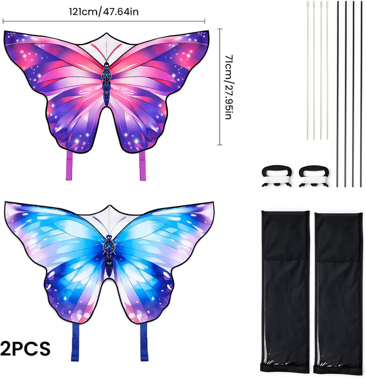 Schmetterlingsdrachen 121x71cm für Kinder &amp; Erwachsene leicht Blau＋Violett, Blau＋Violett