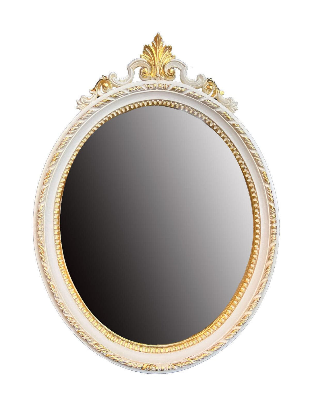 Generisch Wandspiegel Weiss-Gold Barockspiegel Spiegel Oval Flurspiegel dekorative Spiegel mit Rahme