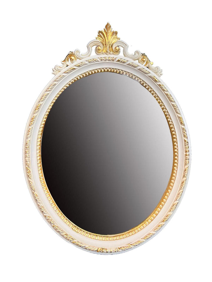 Generisch Wandspiegel Weiss-Gold Barockspiegel Spiegel Oval Flurspiegel dekorative Spiegel mit Rahme